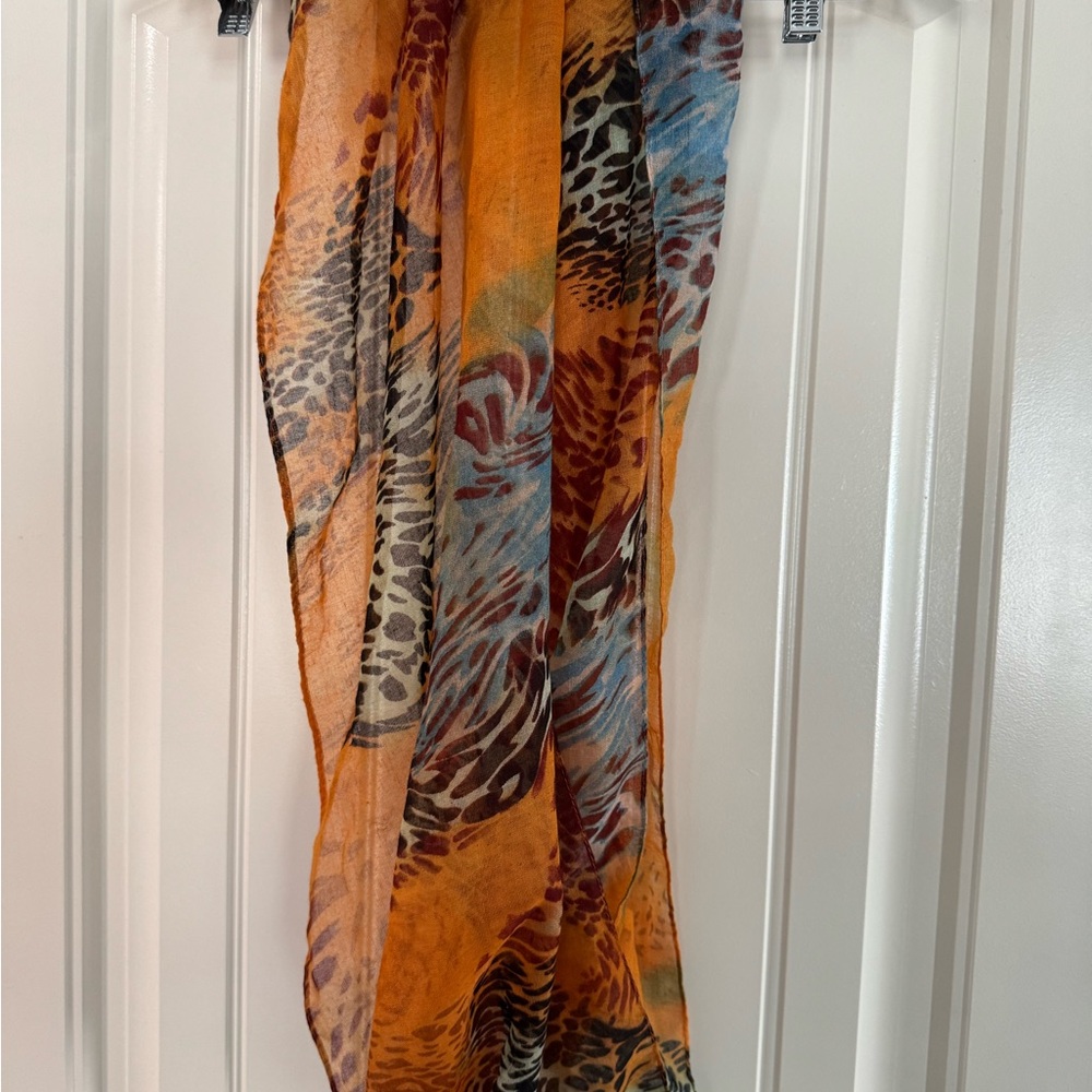 Lightweight Orange Animal Print Scarf